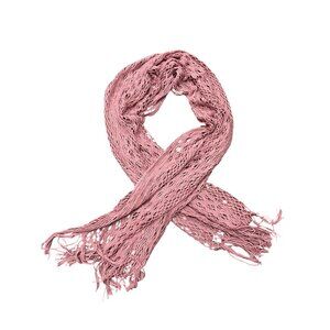 Layers By Lizden Pink Fringe Open Knit Acrylic Scarf Size OS Boho Cozy Layering